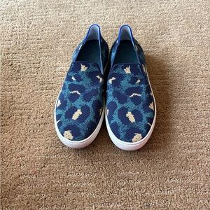 Blue Leopard Print Rothys Slip-On Sneakers